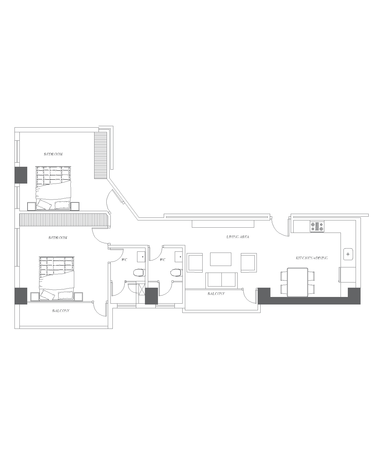 UNIT D 3D Floor Plan